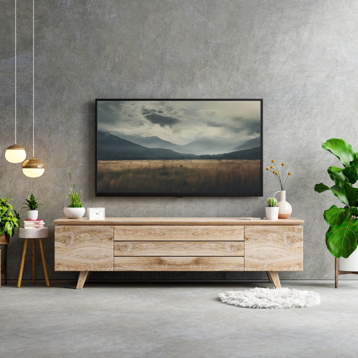 Moody Frame Tv Art Country Landscape Frame Tv Art Rainy Field Tv Art Cottagecore Tv Art Farmhouse Landscape Frame Tv Art - Image 3