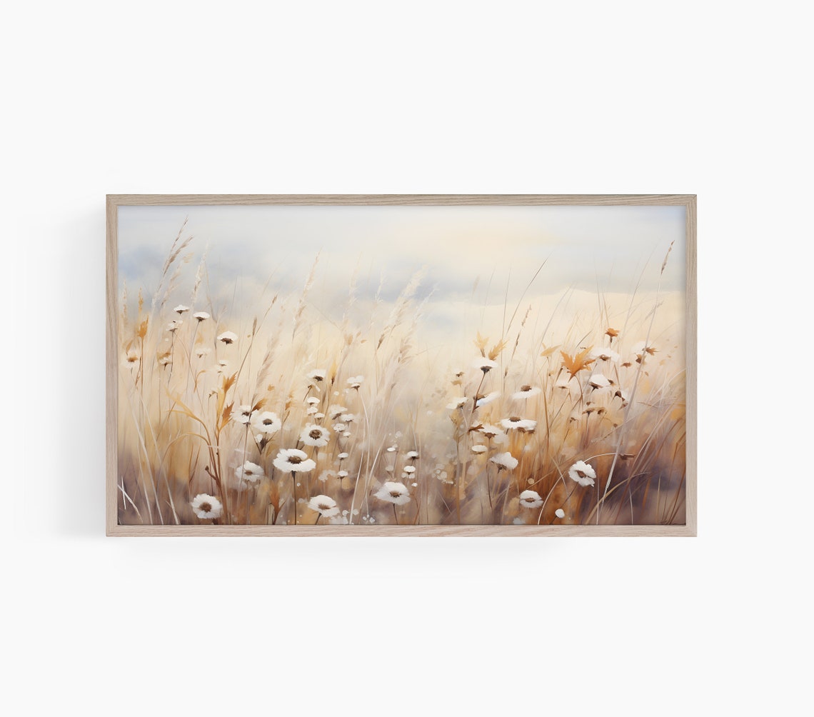 Golden Wildflower Meadow Warm Autumn Field Flower Sunset Wall Art