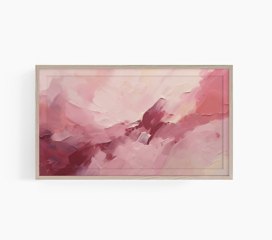 Blush Pink Abstract Impasto Modern Textured Decorative Painting Poster
