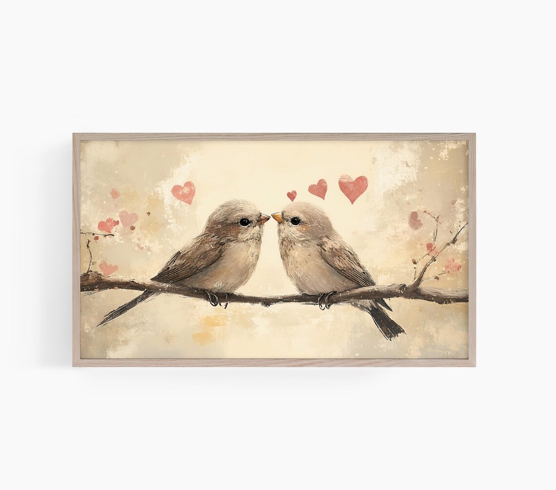 Love Birds Vintage Valentine TV Art Poster