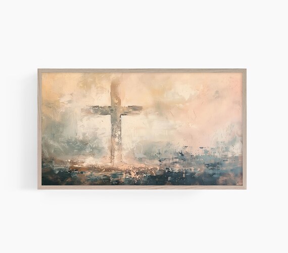 Abstract Cross Sunrise Ocean Christian Faith Hope Dawn Wall Art