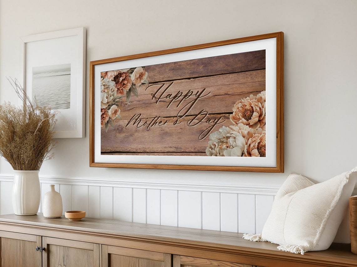 Happy Mothers Day Rustic Wood Plank Floral Farmhouse Gift Poster - Image 2