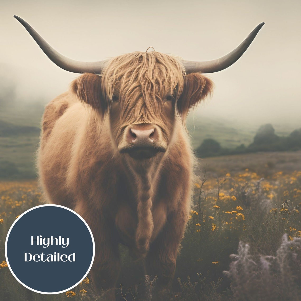 Highland Cow Farmhouse Art Print - Image 2