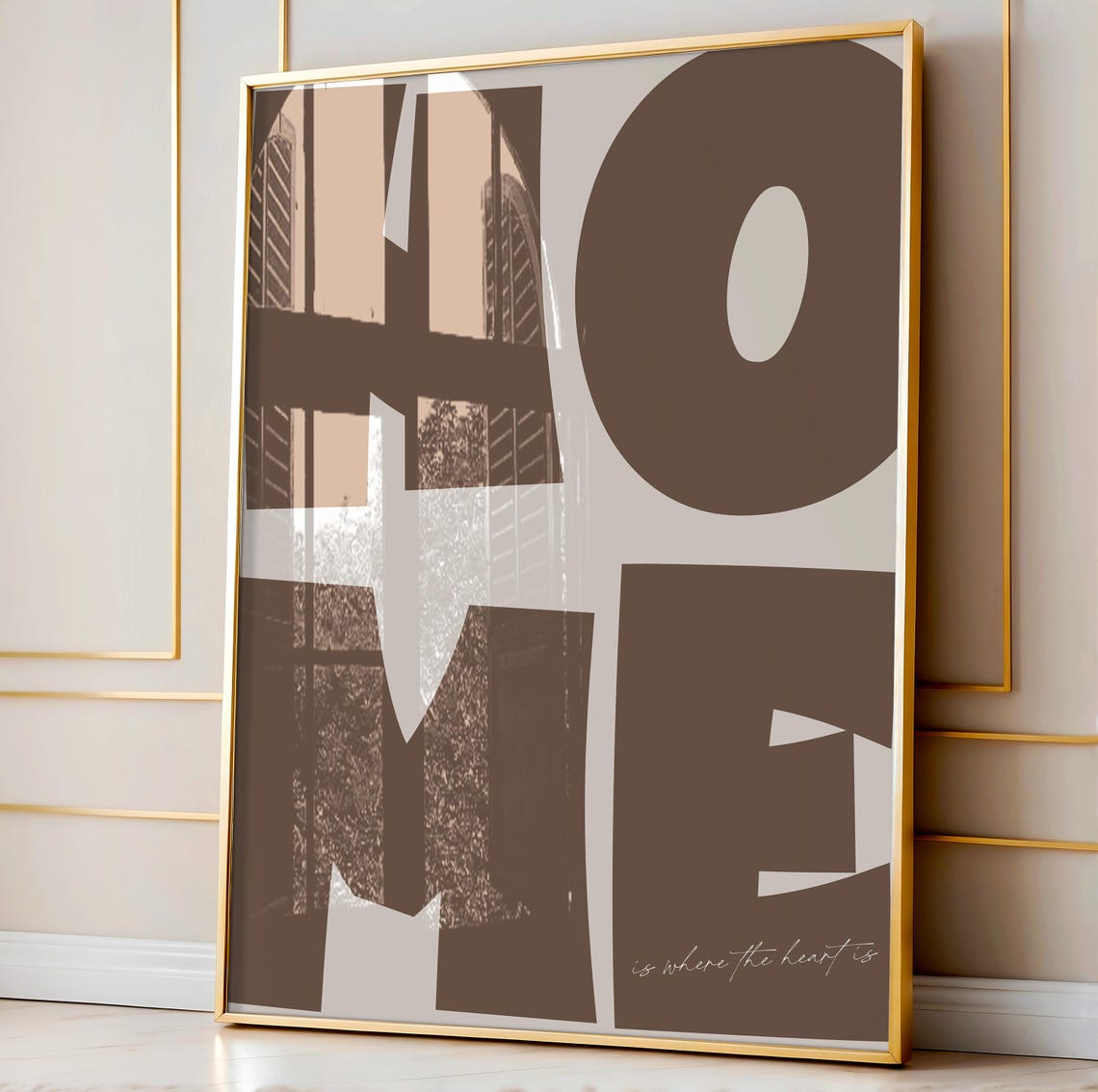 HOME Is Where The Heart Is Taupe Typography Modern Home Decor Poster - Image 2