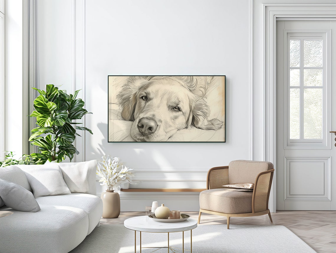 Golden Retriever Dog TV Art Print - Image 3