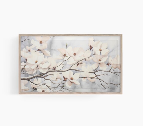 White Dogwood Blossoms Branches Soft Spring Floral Art Poster