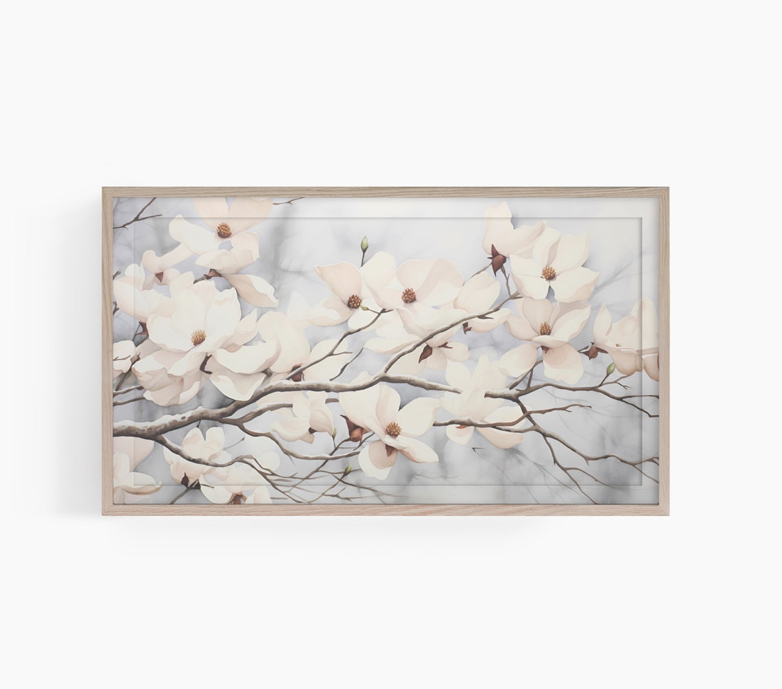 White Dogwood Blossoms Branches Soft Spring Floral Art Poster