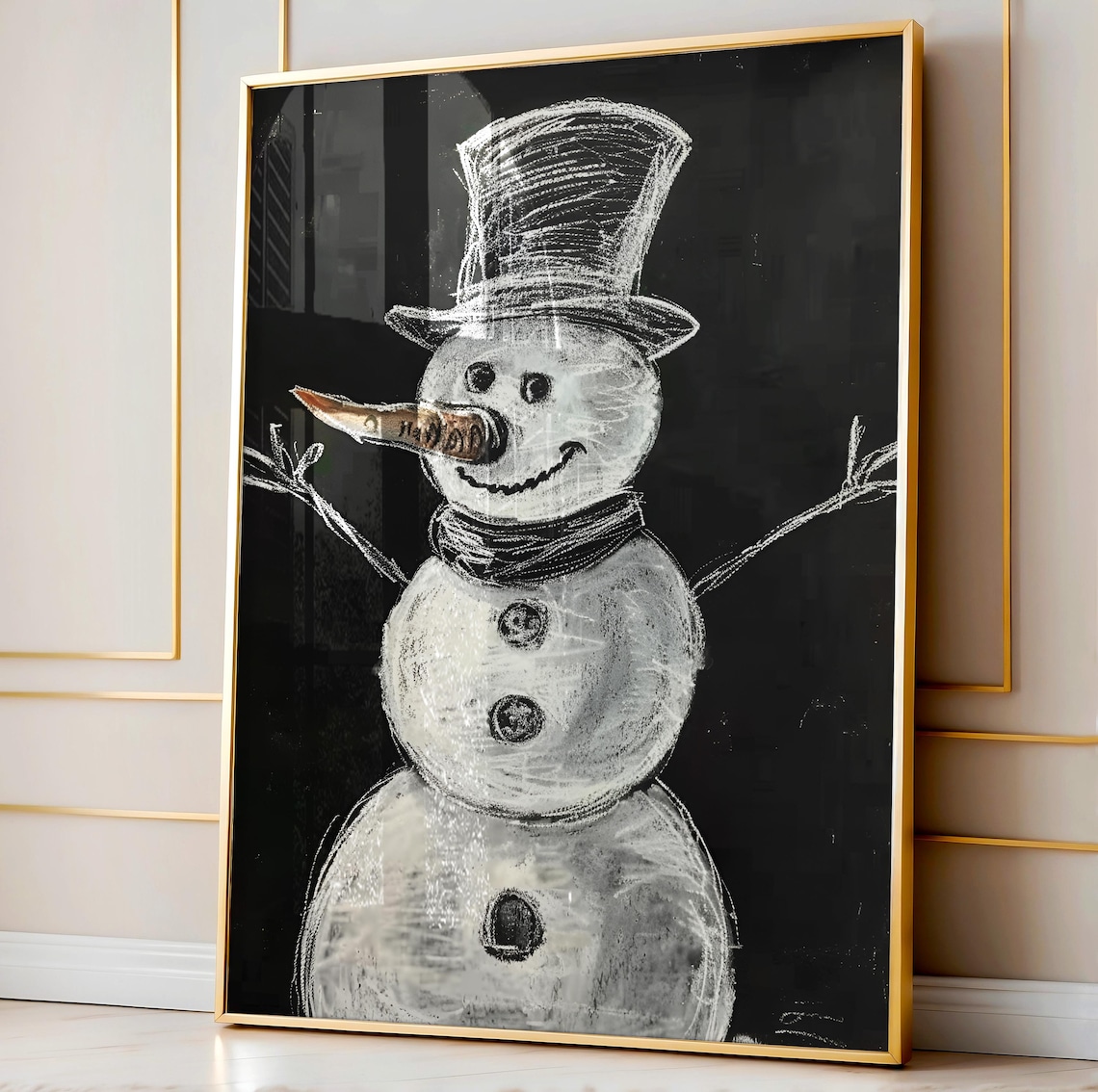 Snowman Winter Minimalist Christmas Decor Art Print