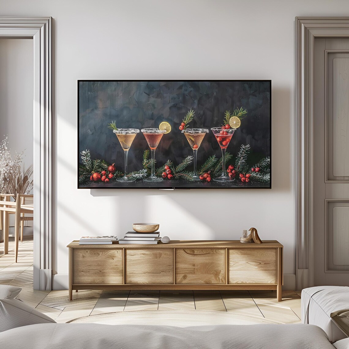 New Years Frame Tv Art Muted Cocktail Tv Art Nye Party Tv Art Frame Tv Art Retro Vintage Cocktail Tv Art T806 - Image 3