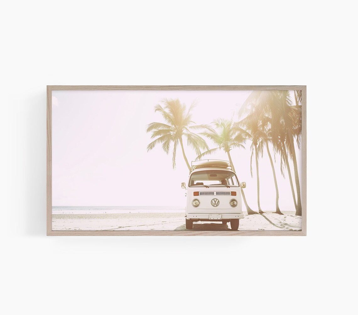 California Coastal Summer Surf Van Art Print