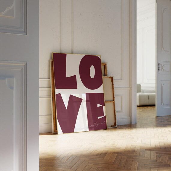 Love Poster 70s Wall Art Print Preppy Love Poste Trendy Wall Print Trendy Typography Wall Art Love Is All You Need Print S159