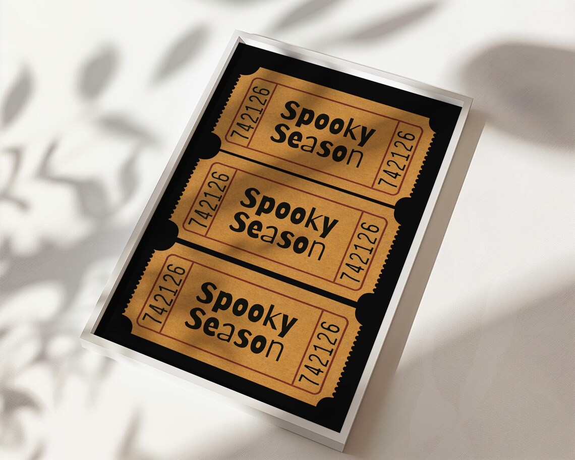 Spooky Season Vintage Ticket Stub Retro Halloween Party Decor Wall Art - Image 2