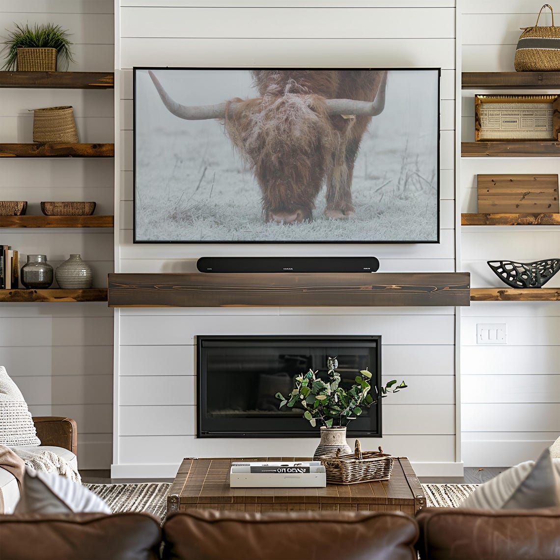 Snowy Highland Cow Tv Art Frame Tv Art Cow Highland Cow Art For Tv Modern Farmhouse Art Frame Tv Art Winter Art T789 - Image 3