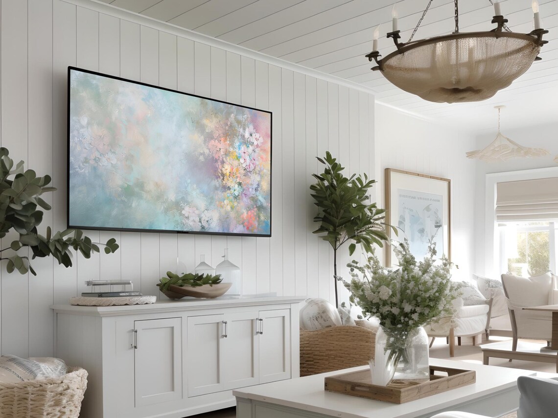 Abstract Pastel Floral Dreamy Soft Spring Blossom Painting Wall Art - Image 3