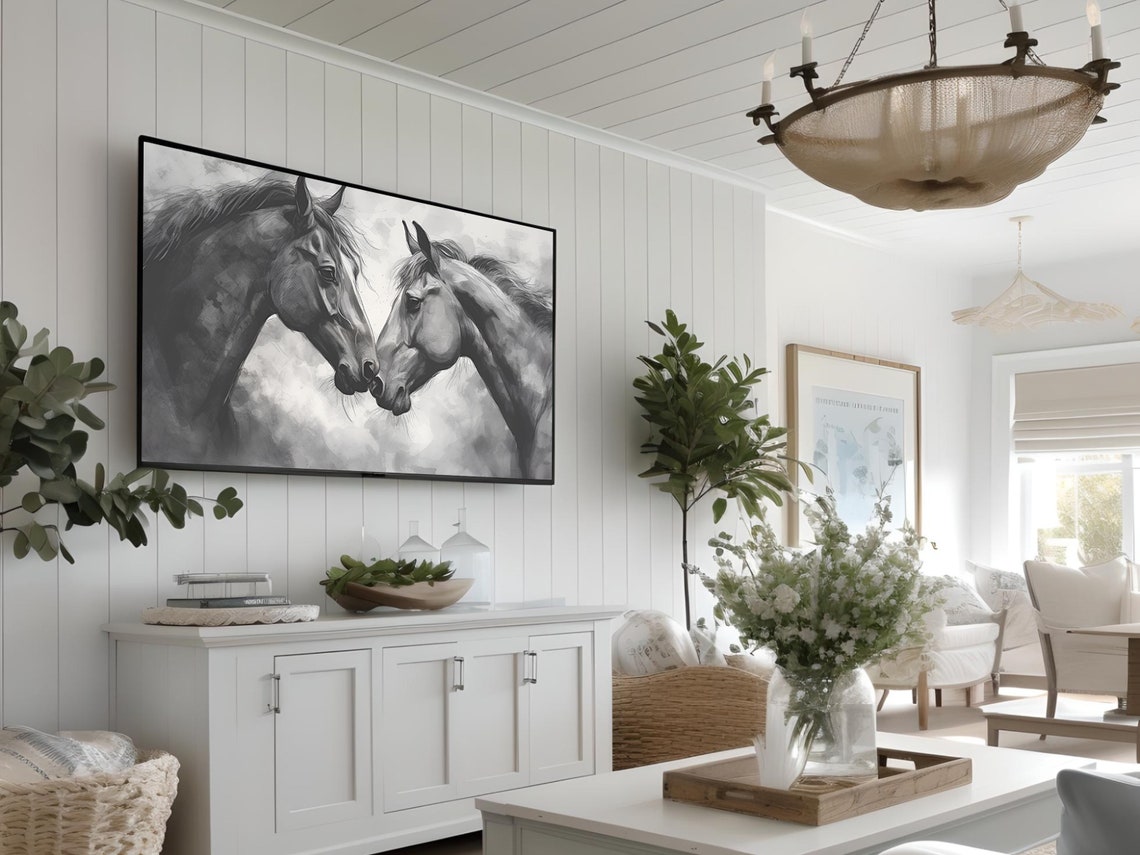 Watercolor Horse Frame Tv Art Frame Tv Art Moody Horse Watercolor Art For Tv Wild Horses Frame Tv Art Farmhouse Frame Tv - Image 3