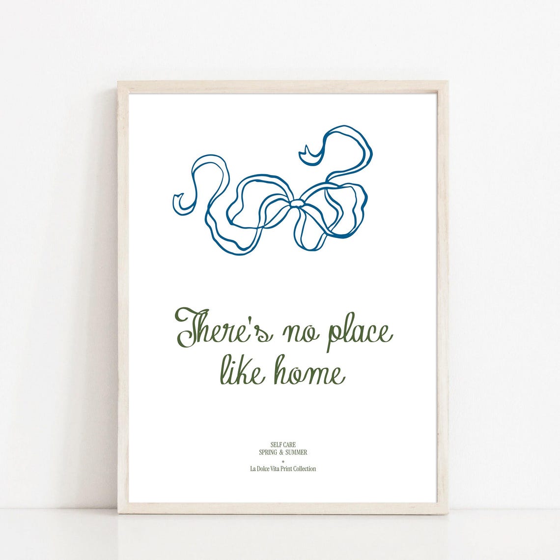There Is No Place Like Home Blue Bow Script Sweet Art Poster - Image 4