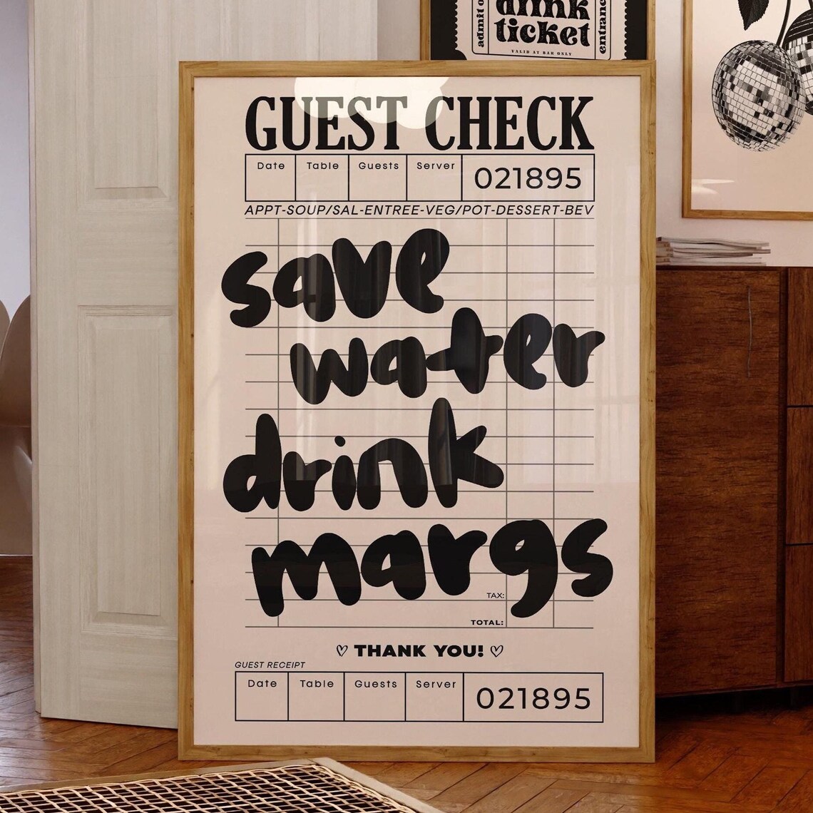 Save Water Drink Margs Bar Cart Art Print