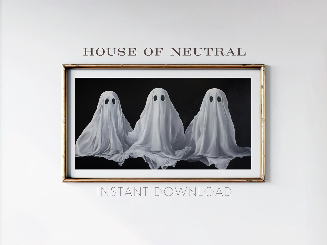 Three Ghosts Contemporary Halloween Wall Art Print - Image 2
