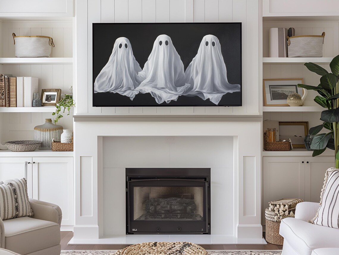 Three Ghosts Contemporary Halloween Wall Art Print - Image 3