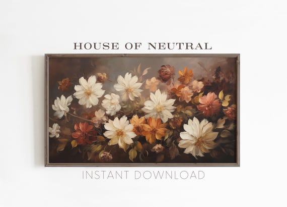 Frame Tv Art Fall Flowers Neutral Art Dark Moody Fall Tv Art Rustic Fall Vintage Art Autumn Fall Thanksgiving 169 Ratio Tv2