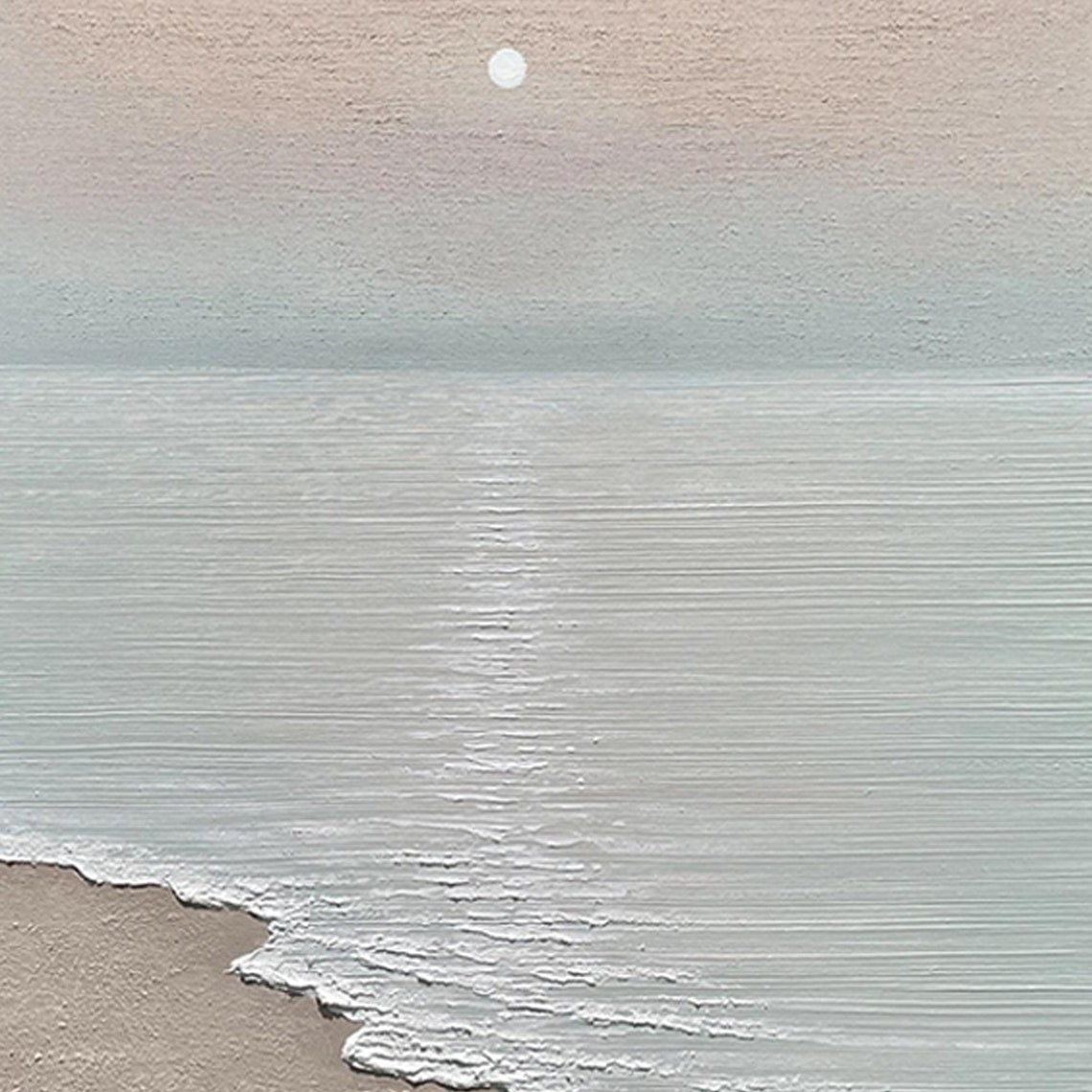 Pastel Sunrise Over Calm Beach 3D Textured Coastal Art Poster - Image 2
