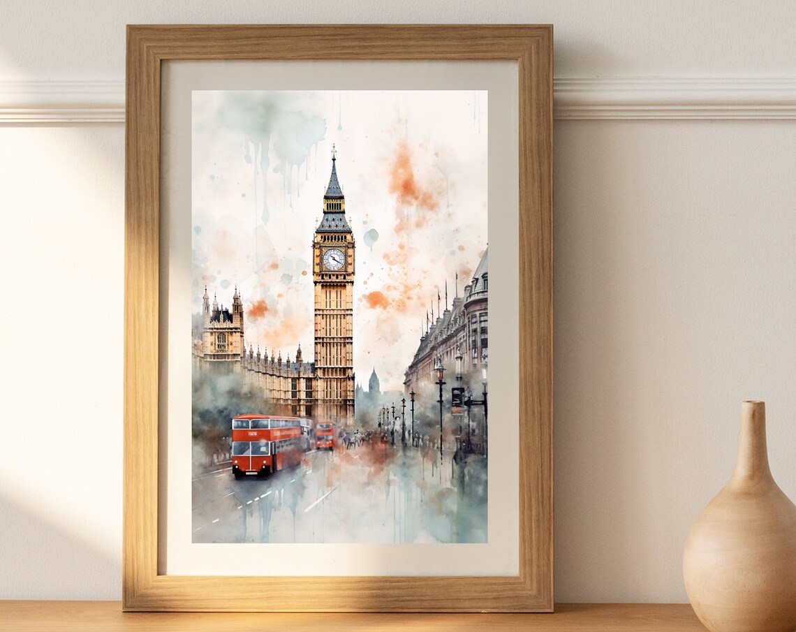 Big Ben London Vintage Travel Poster