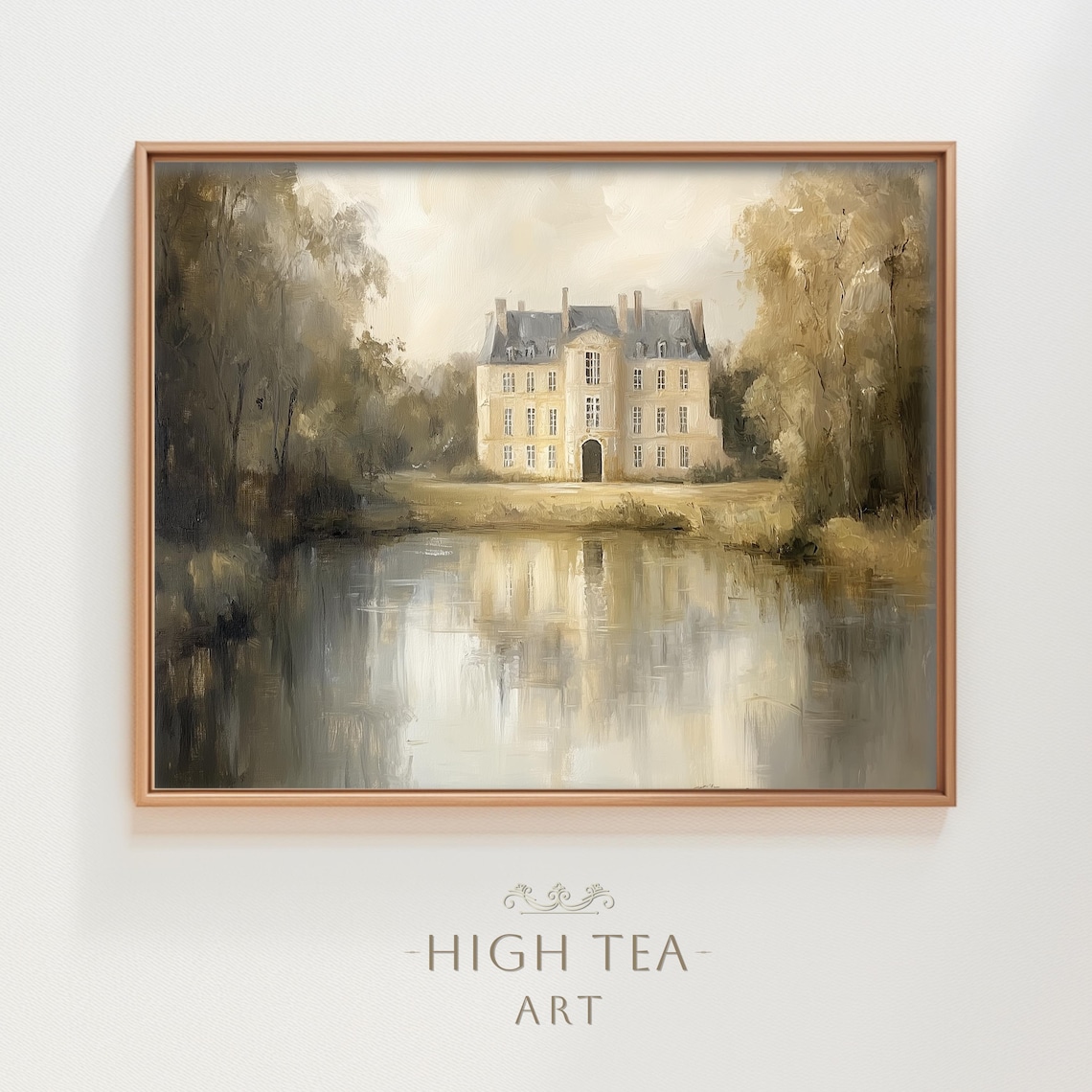 Vintage French Chateau Countryside Landscape Art Print