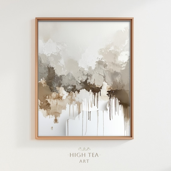 Abstract Neutral Tones Oil Painting Wall Art Modern Minimalist Decor Light Academia Palette Hta231