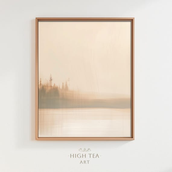 Abstract Neutral Calm Lake Oil Painting Art Print
