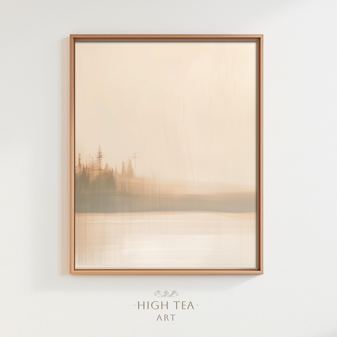 Abstract Neutral Calm Lake Oil Painting Art Print