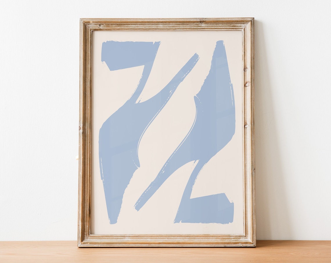 Pair Of Shoes Print Mid Century Print Aesthetic Wall Art Bauhaus Print Trendy Bedroom Poster Narrow Print Baby Blue Art Simple - Image 3