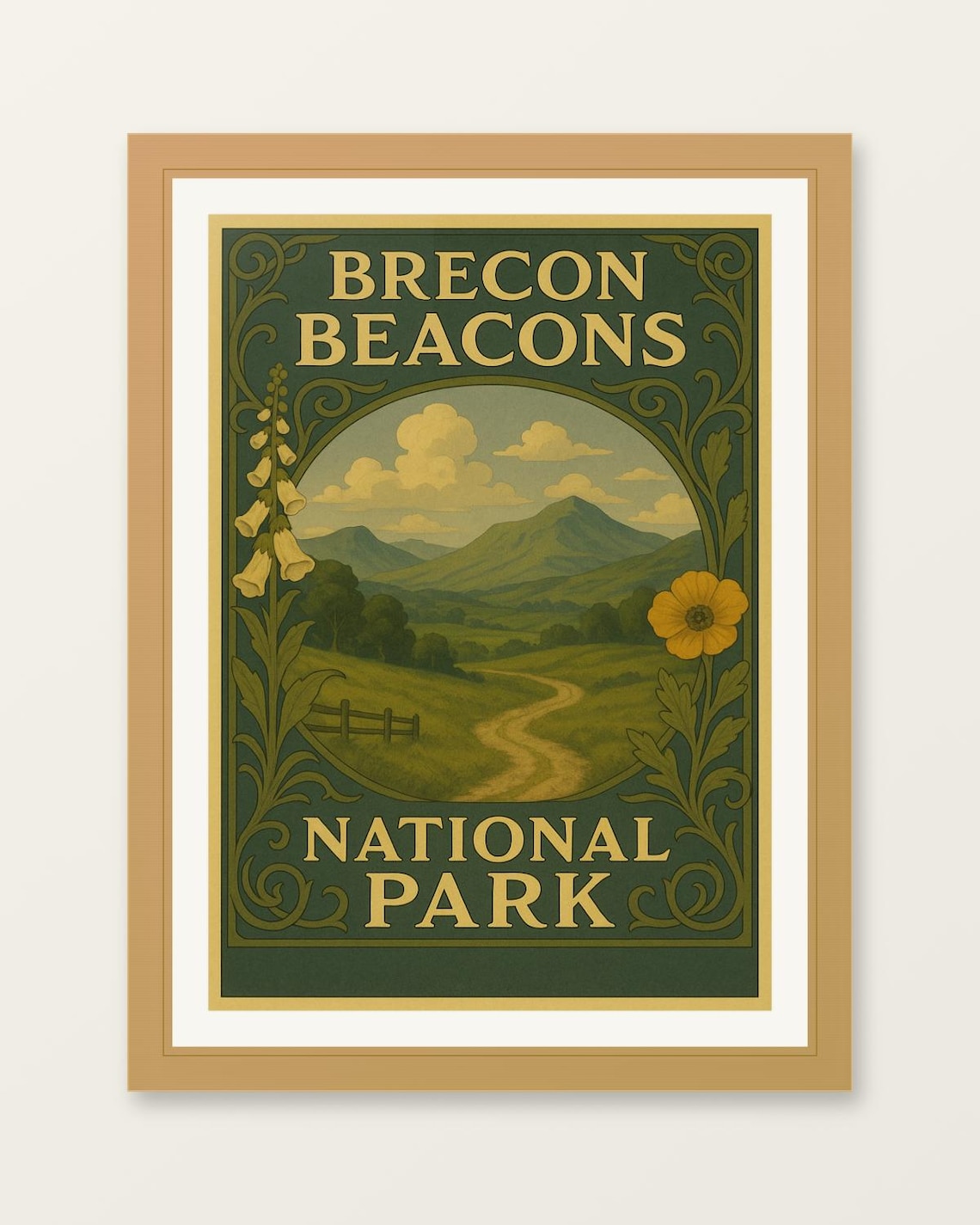 Brecon Beacons National Park Vintage Railway Travel Art Poster