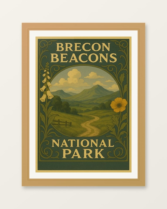 Brecon Beacons National Park Vintage Railway Travel Art Poster