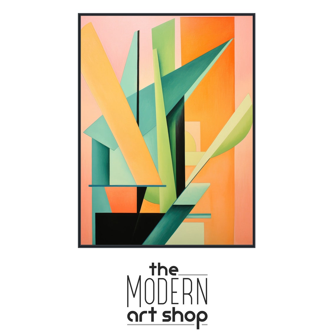 Large Mid Century Wall Art Framed Print Midcentury Modern Abstract Painting Tropical Botanical Artwork Beachside - Image 4