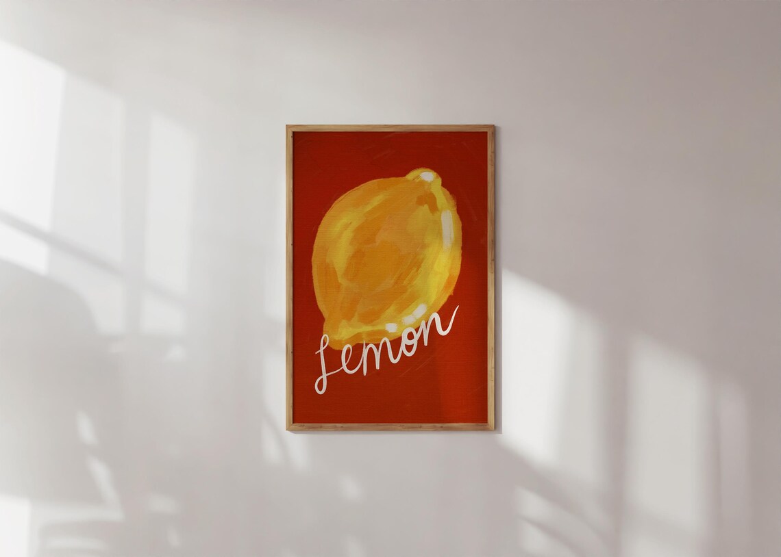 Hand Drawn Lemon Kitchen Art Print, Colorful