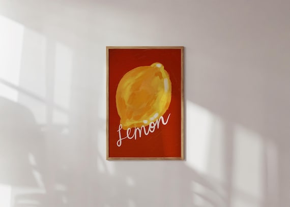 Hand Drawn Lemon Kitchen Art Print, Colorful