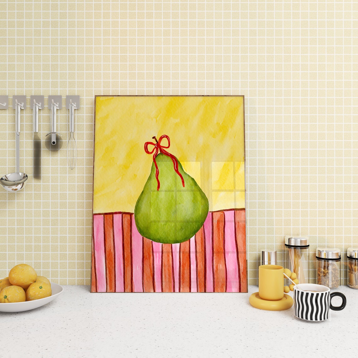 Watercolor Pear Kitchen Art Print
