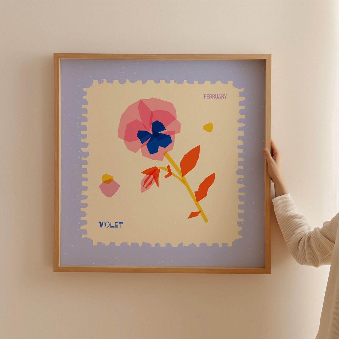 Violet Flower Art Print, February Birth Month