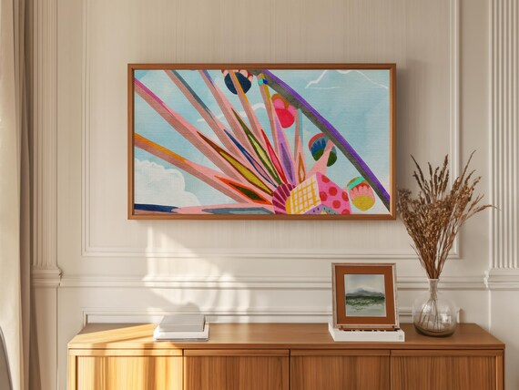 Colorful Ferris Wheel Carnival Painting Rainbow Summer Fun Poster