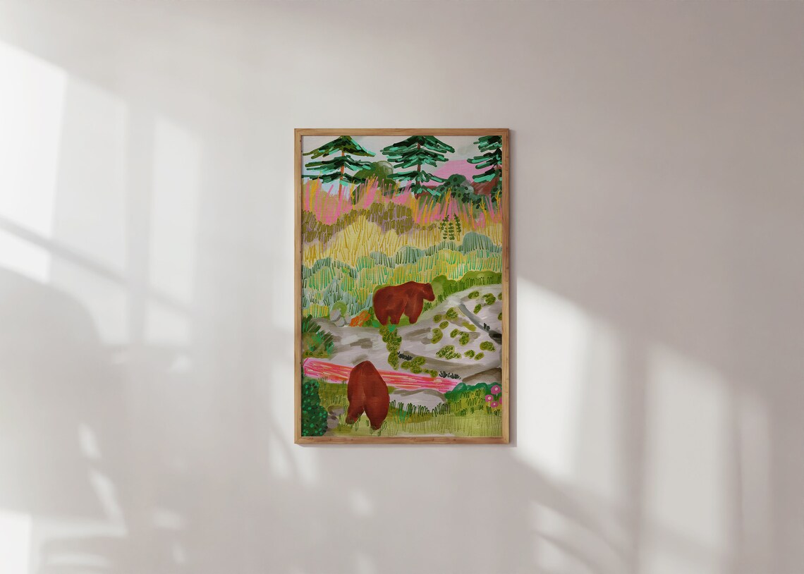 Alaska Landscape Painting, Green Mountain Travel Poster