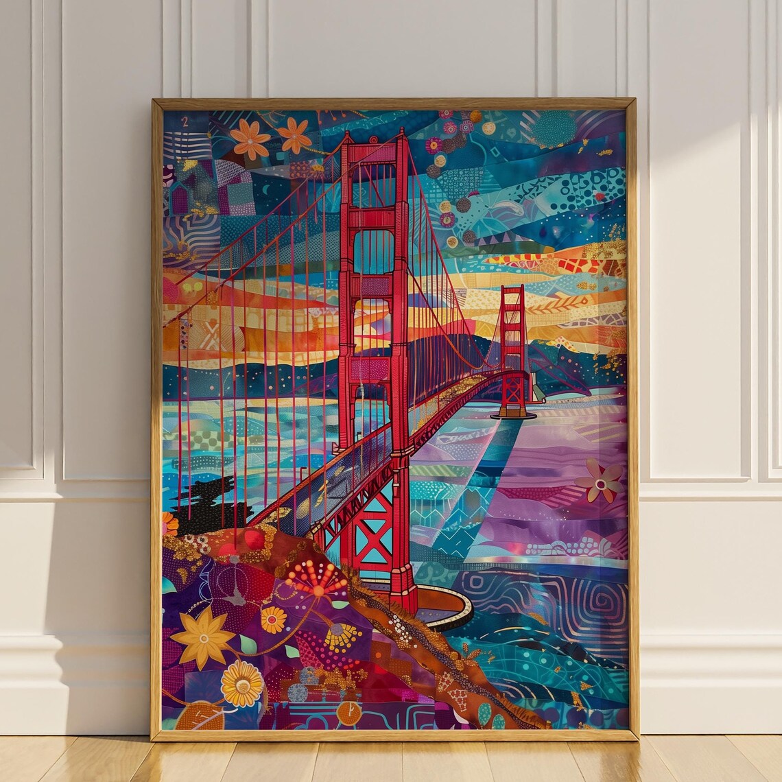Golden Gate Bridge Colorful Pop Art Collage San Francisco Poster