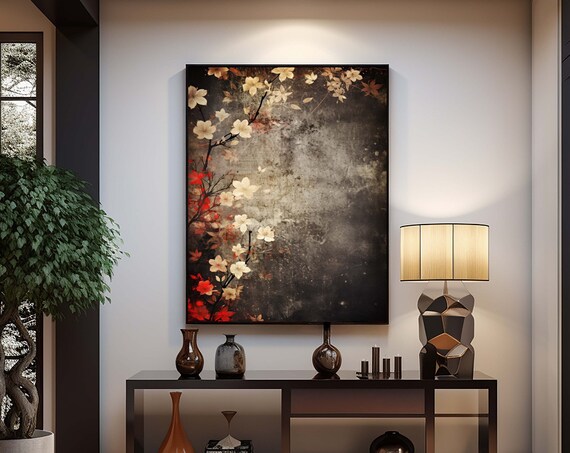 Vintage Floral Blossom Branches Antique Botanical Dark Rustic Poster