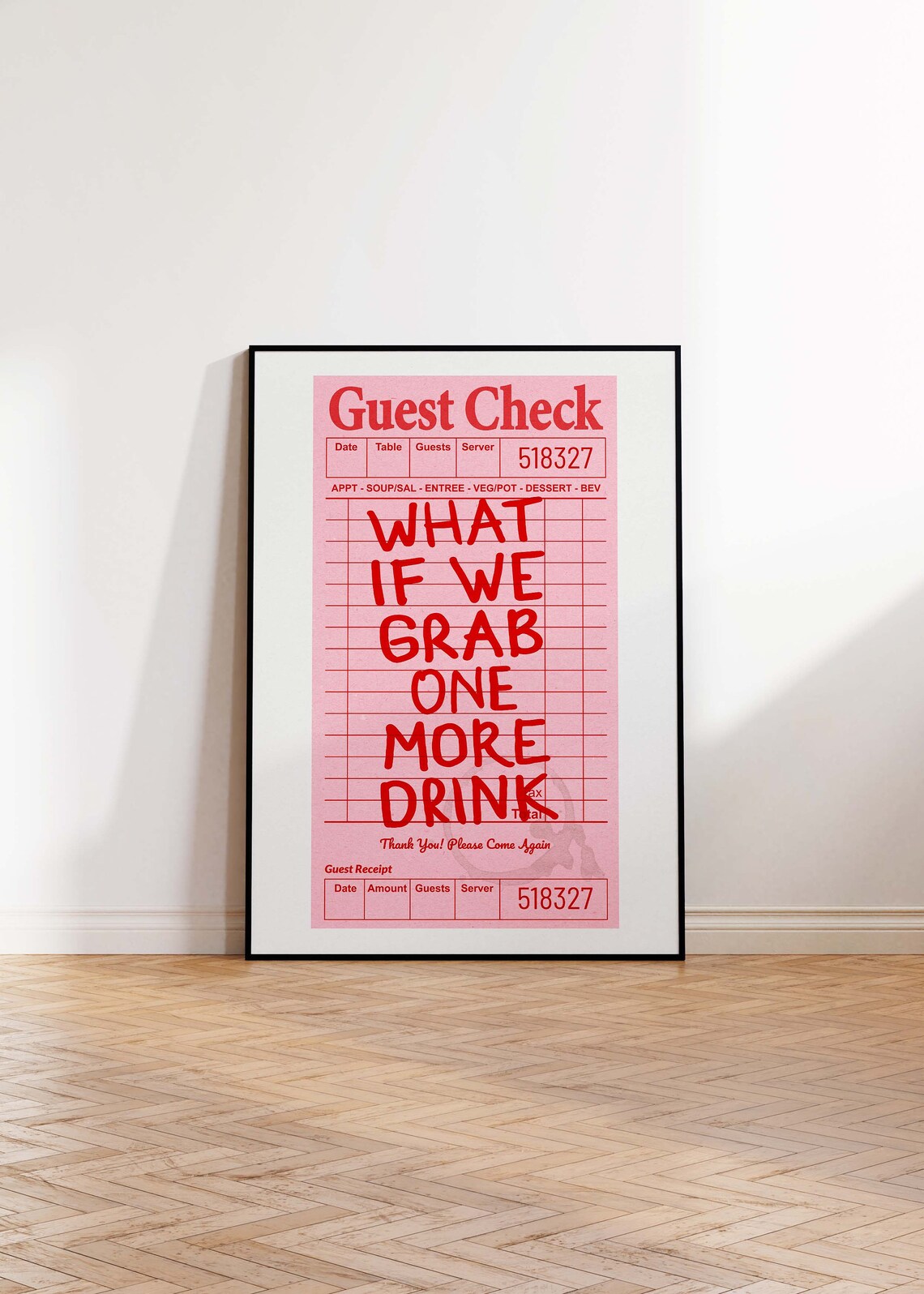 What If We Grab One More Drink Pink Guest Check Bar Cart Retro Poster - Image 2