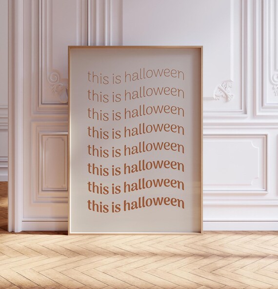 This Is Halloween Repeated Wavy Quote Minimalist Cream Poster
