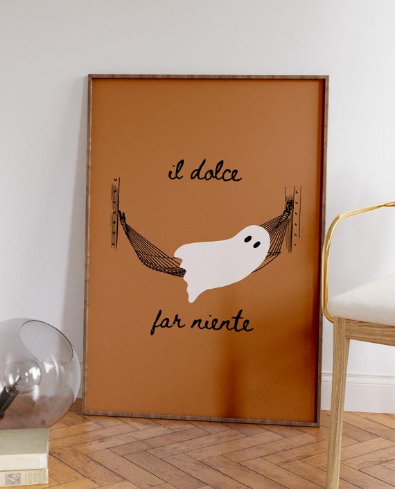 Il Dolce Far Niente Halloween Ghost Poster Trendy Funky Ghost Apartment Decor Sweetness Of Doing Nothing Retro Preppy Funny Spooky Prints