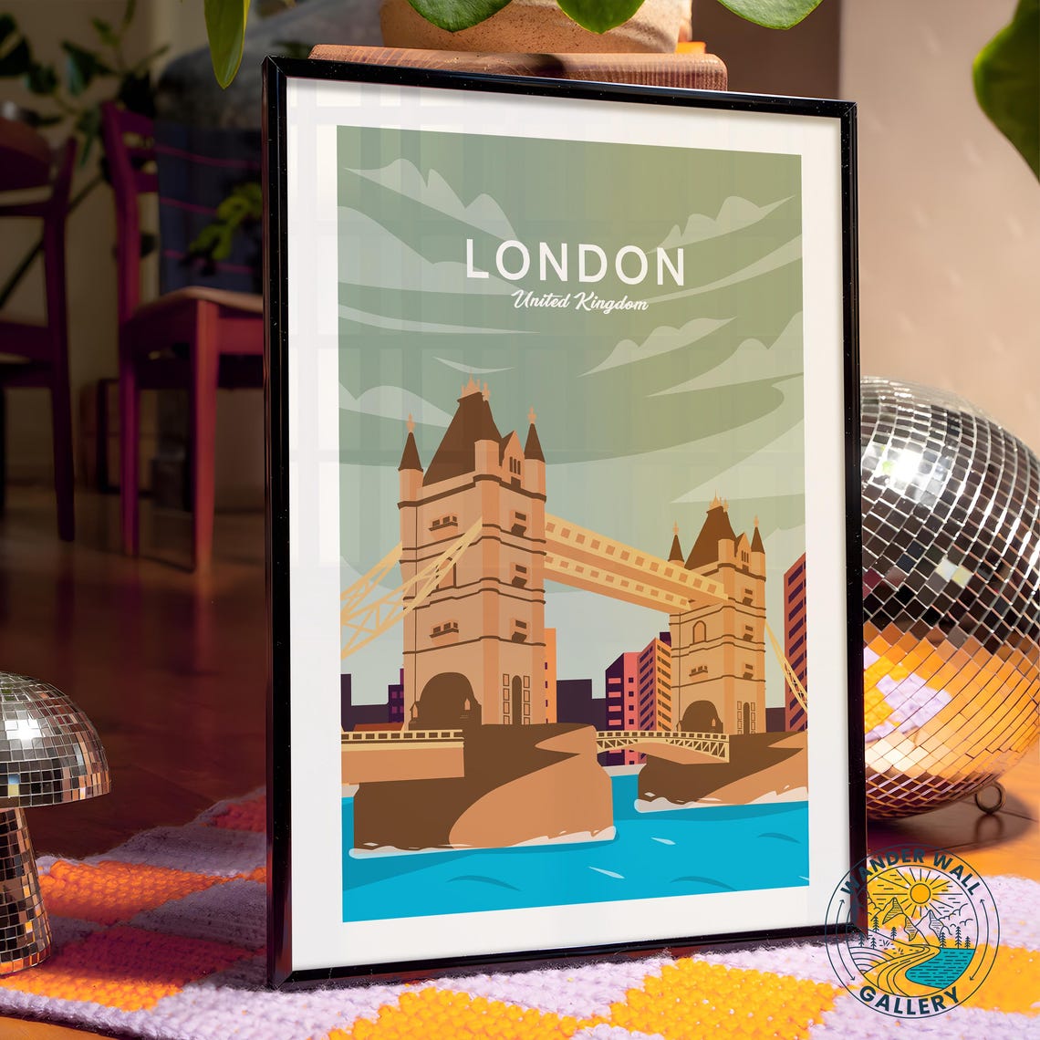 London Tower Bridge Thames River England Vintage Retro Travel Poster - Image 4