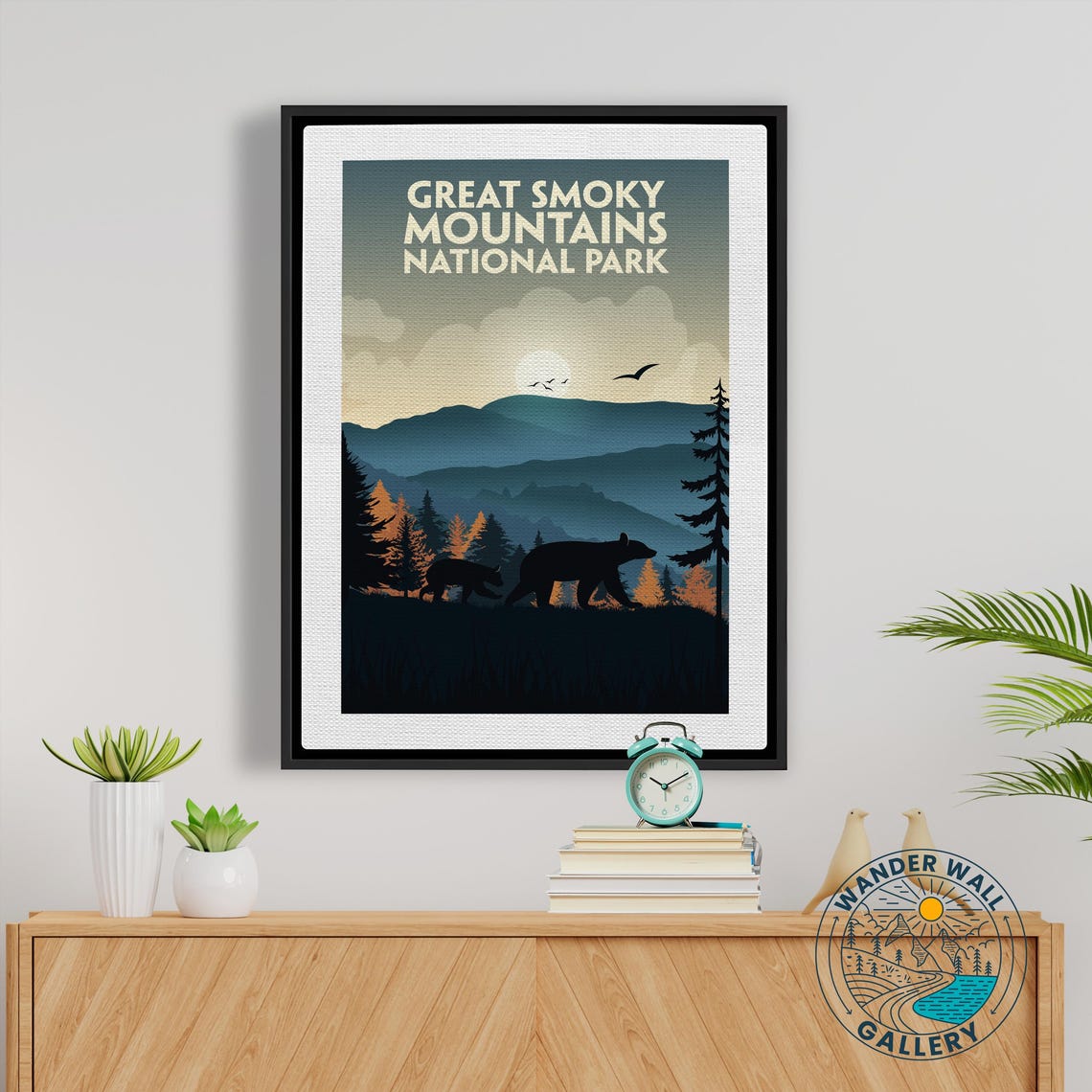 Great Smoky Mountains Black Bears Sunset Retro Travel Poster - Image 5