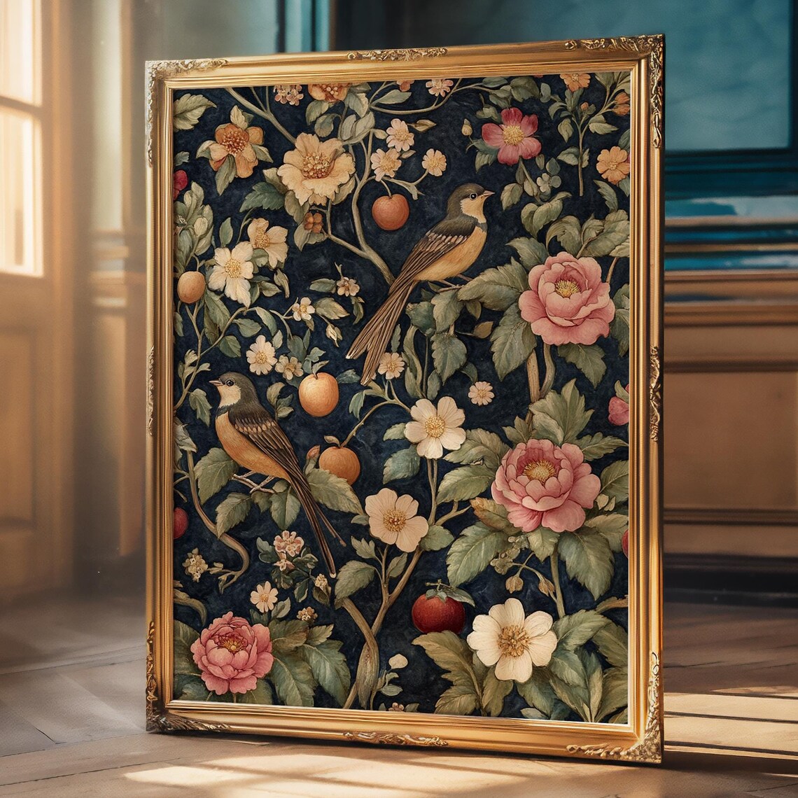 Botanical Poster Print Vintage Wildflowers Wall Art Birds Fruits Tropical Plants Oil Painting Artful Trendy Modern Wall Decor Matte Poster