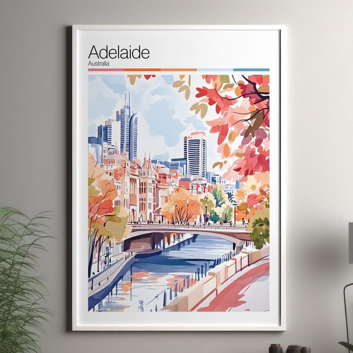 Adelaide Travel Poster, Australia City Decor