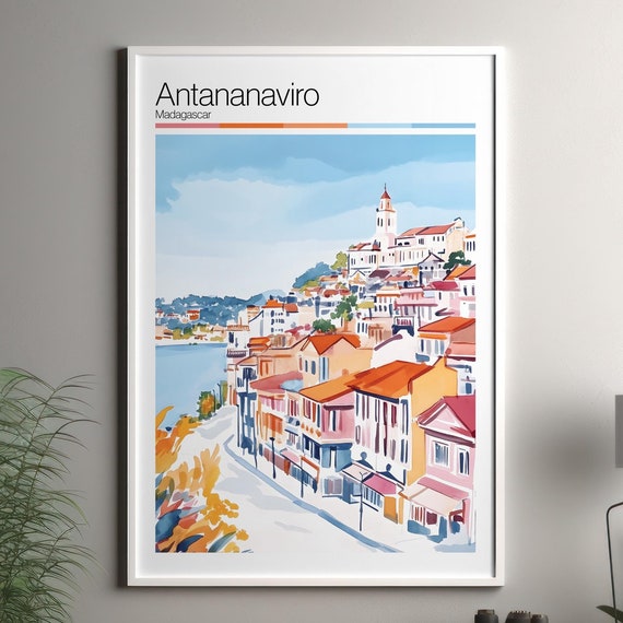 Antananarivo Print Soft Colors Travel Poster Colourful Wall Madagascar City Decor